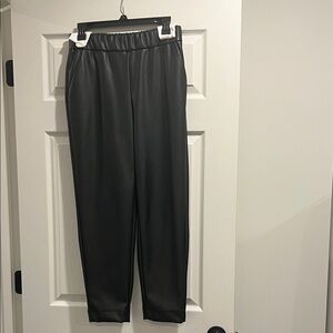 Black Faux Leather Joggers